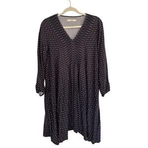 Global Style Sun Dress M Mandala print dark blue natural earthy clothes Shuca